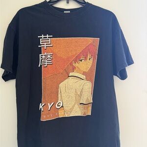 Black Kyo Anime Graphic Tee for Kids - Short Sleeve